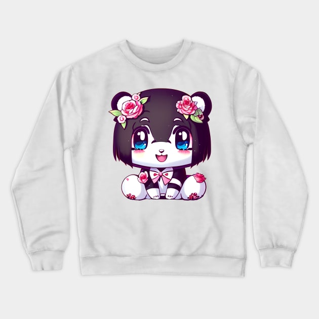 Cute kawaii panda bear Crewneck Sweatshirt by mmamma030